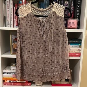 Anthropologie Floral Blouse with Lace Accents